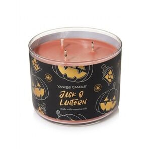 Yankee‎ Candle Jack O Lantern 3-Wick Candle Halloween Essential Oils Rare HTF